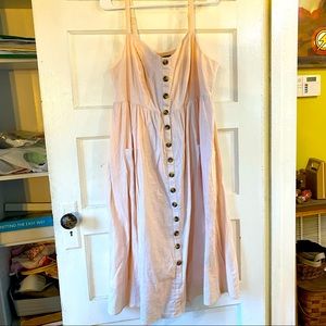 Pink linen dress